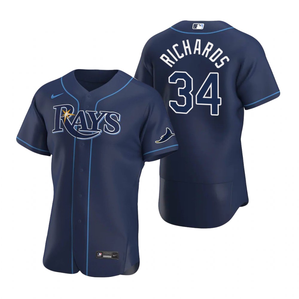Tampa Bay Rays #34 Trevor Richards Men Nike Navy Alternate 2020 Authentic Team MLB Jersey